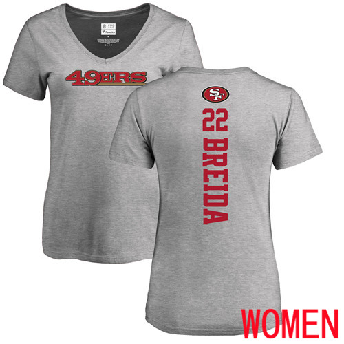 San Francisco 49ers Ash Women Matt Breida Backer #22 NFL T Shirt->women nfl jersey->Women Jersey
